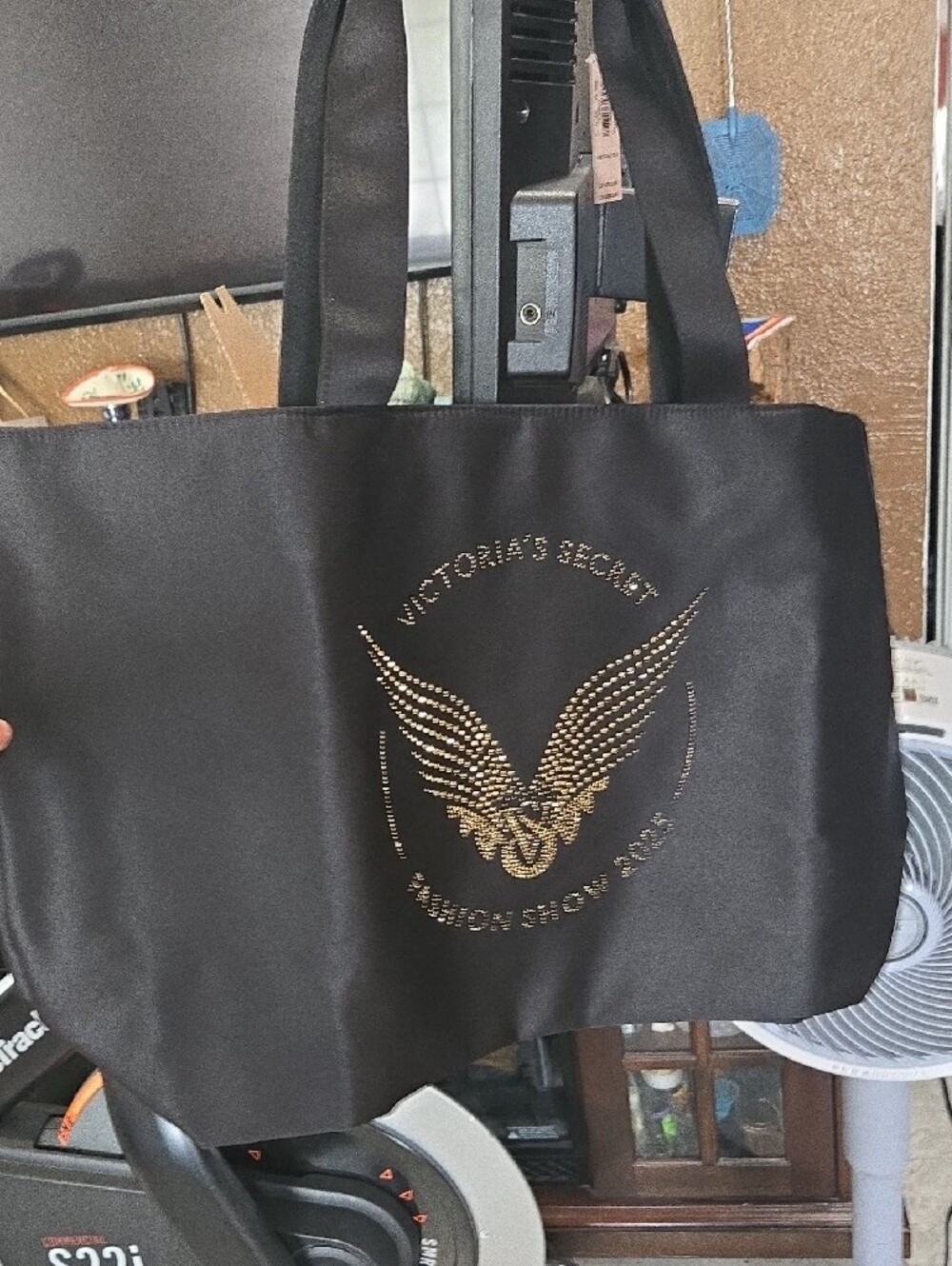 Victoria's Secret Black Tote with Gold Wing Stud Design - Picture 3 of 10